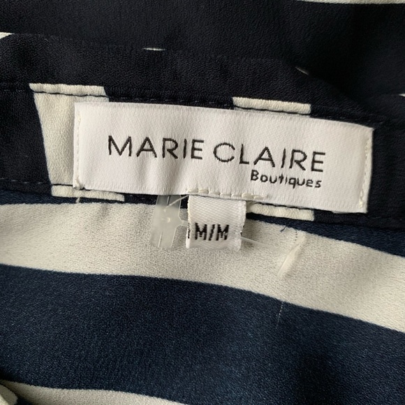 Navy blue polka dot & pinstripe blouse SMALL - Picture 9 of 10